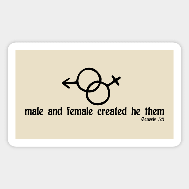 Male and Female Genesis 5:2 Creation of Genders Bible Verse Magnet by Terry With The Word